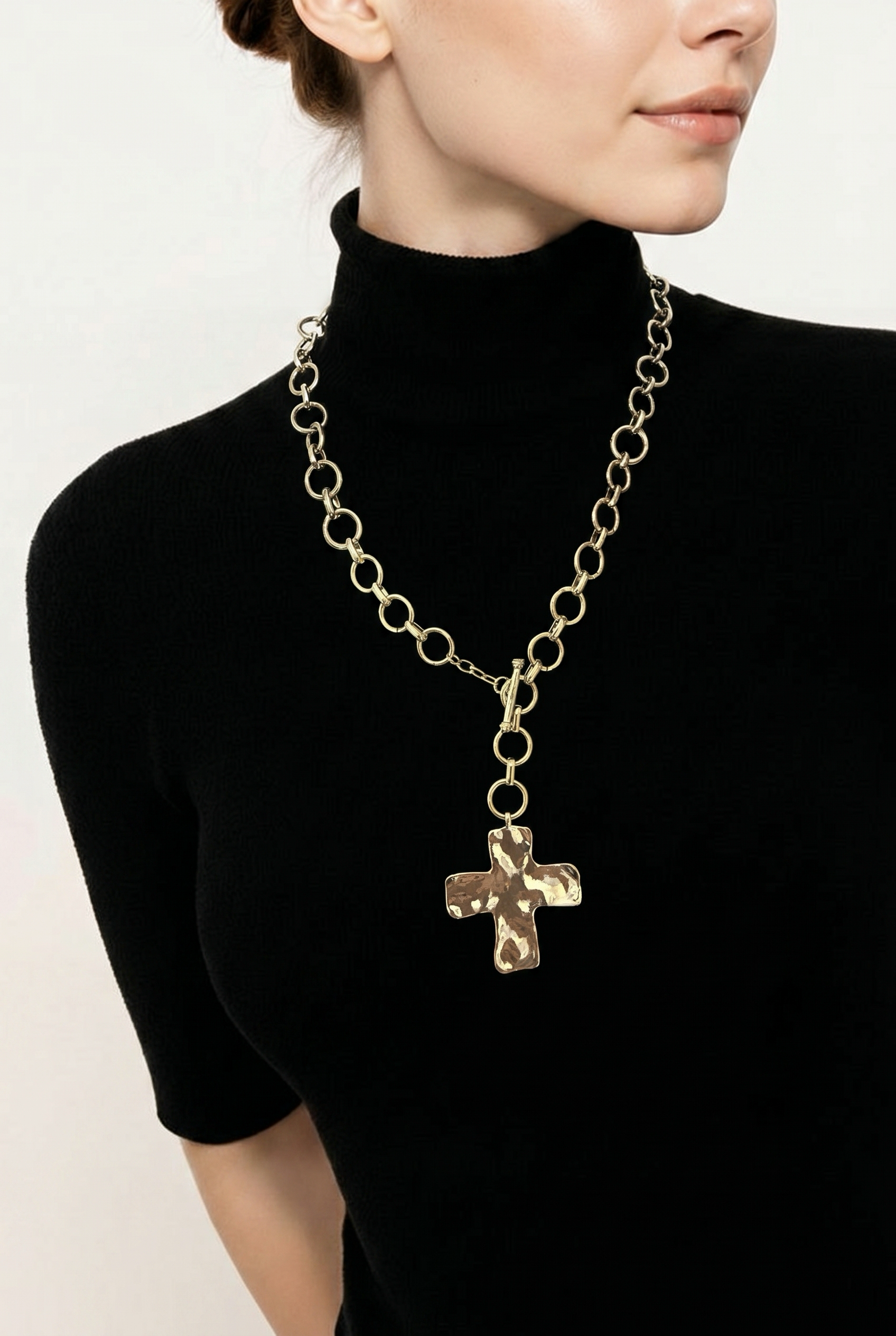 Hammered Cross Necklace